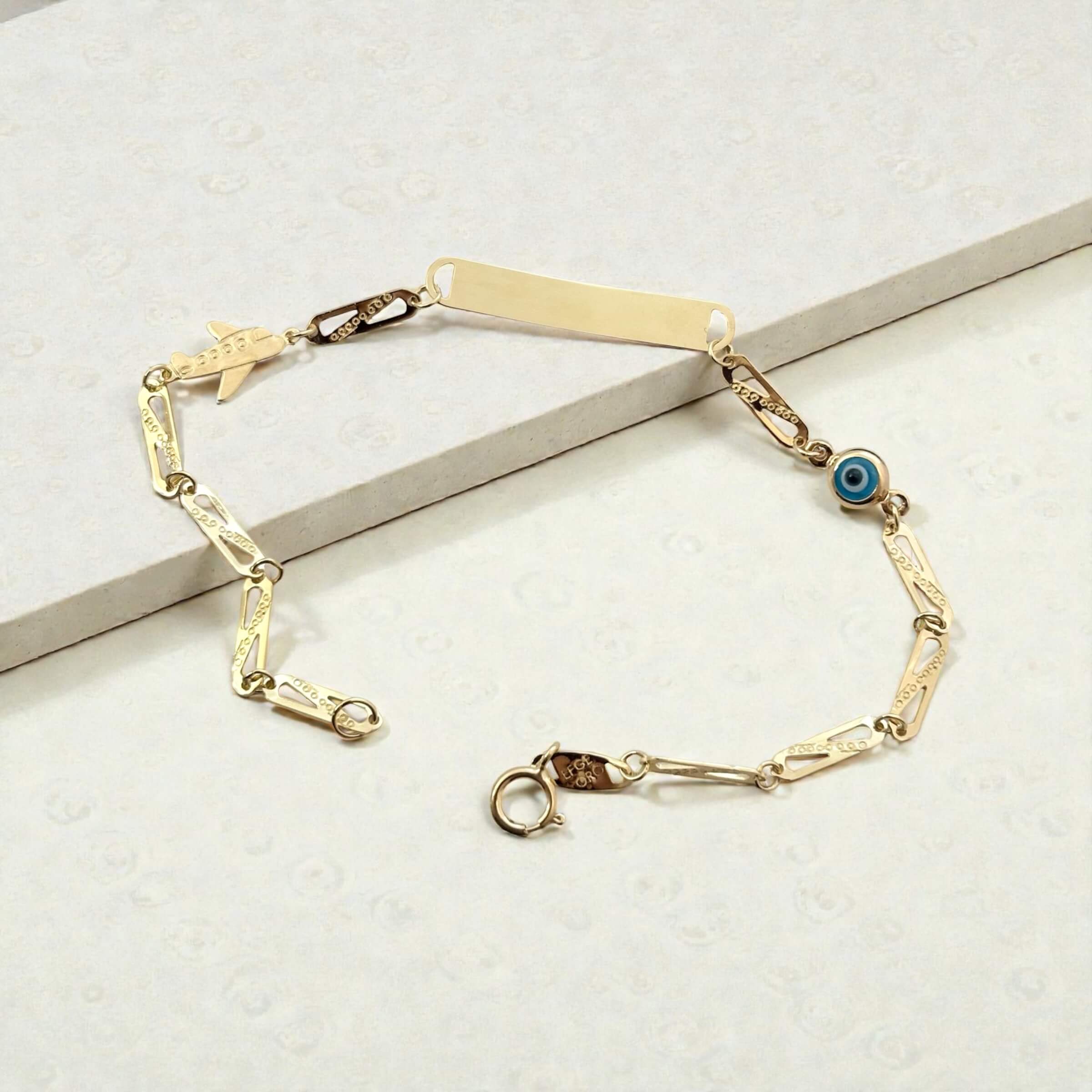 Χρυσή ταυτότητα για νεογέννητο αγοράκι με αεροπλανάκι-ματάκι , κ9