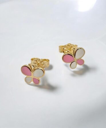 Χρυσά παιδικά σκουλαρίκια σε σχήμα πεταλούδα , κ9