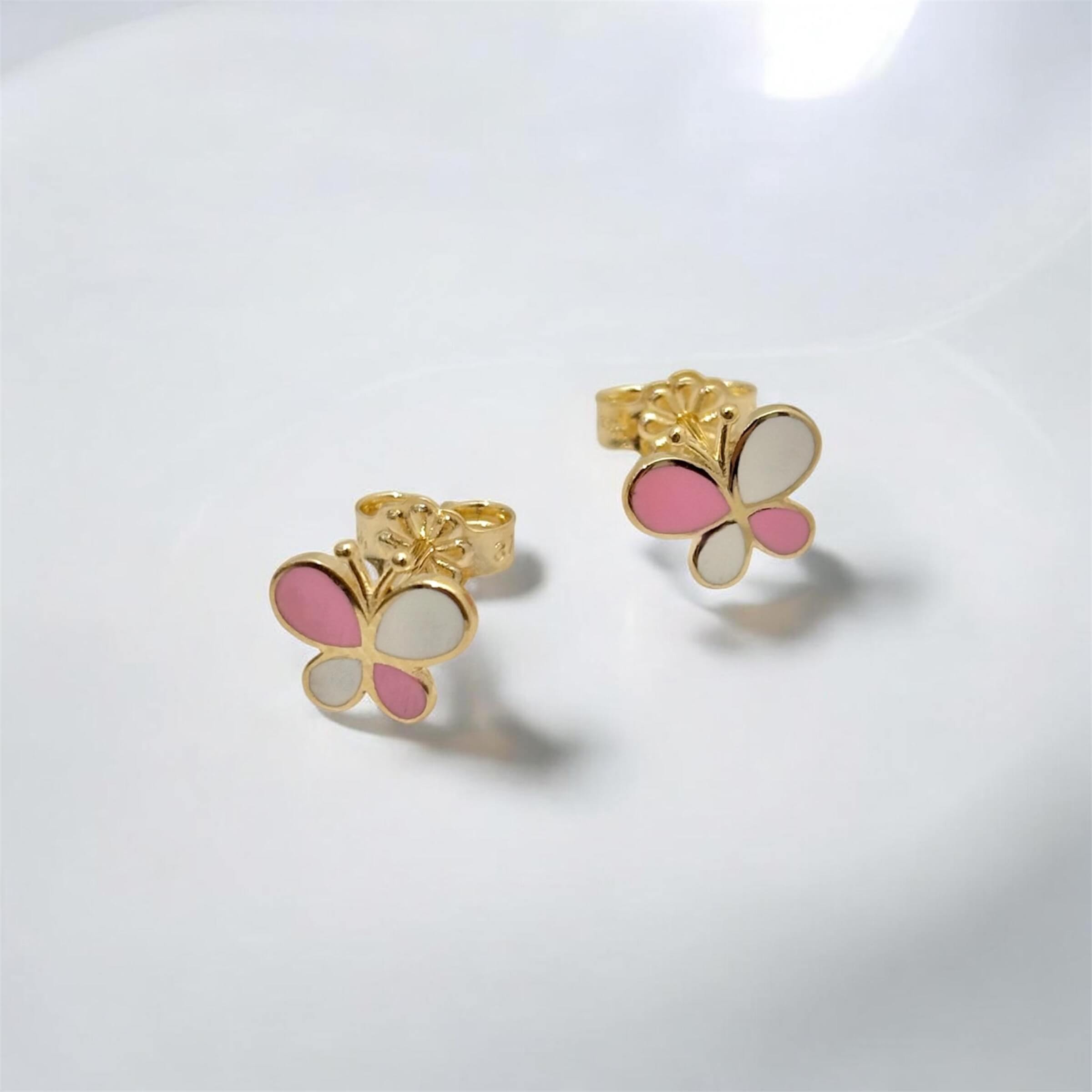 Χρυσά παιδικά σκουλαρίκια σε σχήμα πεταλούδα , κ9