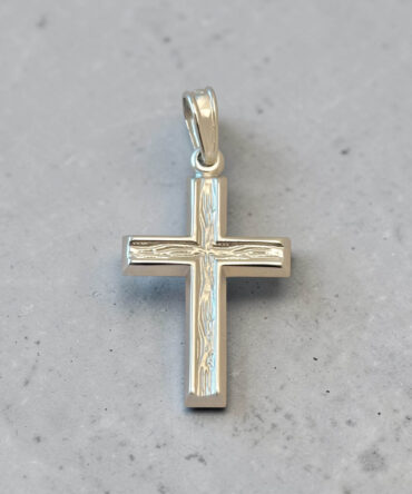 Λευκόχρυσος σταυρός βάπτισης για αγόρι με ματ επιφάνεια , κ9