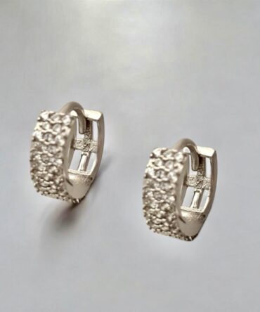 Λευκόχρυσα σκουλαρίκια κρικάκια με πέτρες ζιργκόν ,κ9