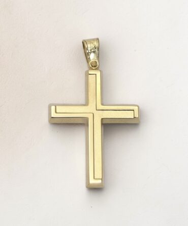 Χρυσός σταυρός βάπτισης για αγόρι με λουστράτη και ματ επιφάνεια , κ14