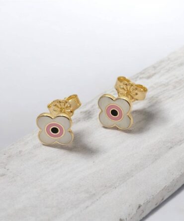 Χρυσά παιδικά σκουλαρίκια σε σχήμα λουλούδι , κ9