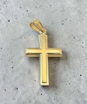 Χρυσός σταυρός βάπτισης για αγόρι με ματ επιφάνεια ,κ9
