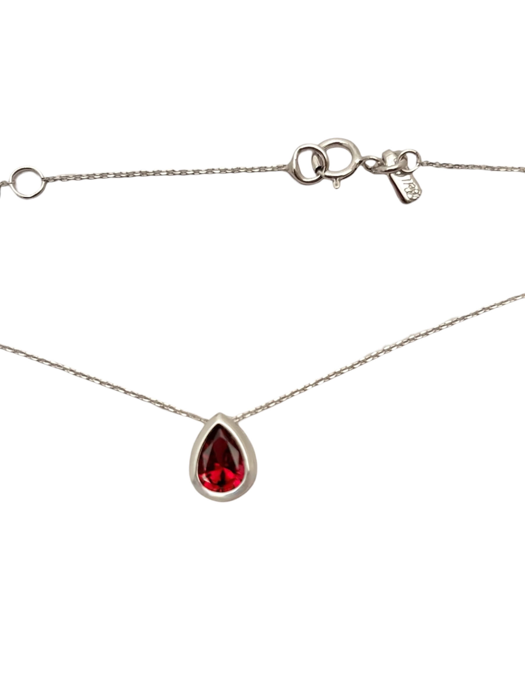 Λευκόχρυσο μενταγιόν σε σχήμα δάκρυ με κόκκινη πέτρα ζιργκόν, κ14 - Image 2