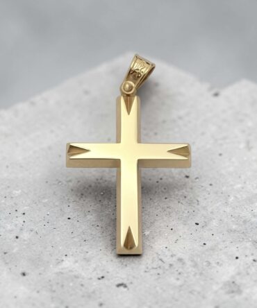 Χρυσός σταυρός βάπτισης για αγόρι με λουστράτη επιφάνεια , κ9