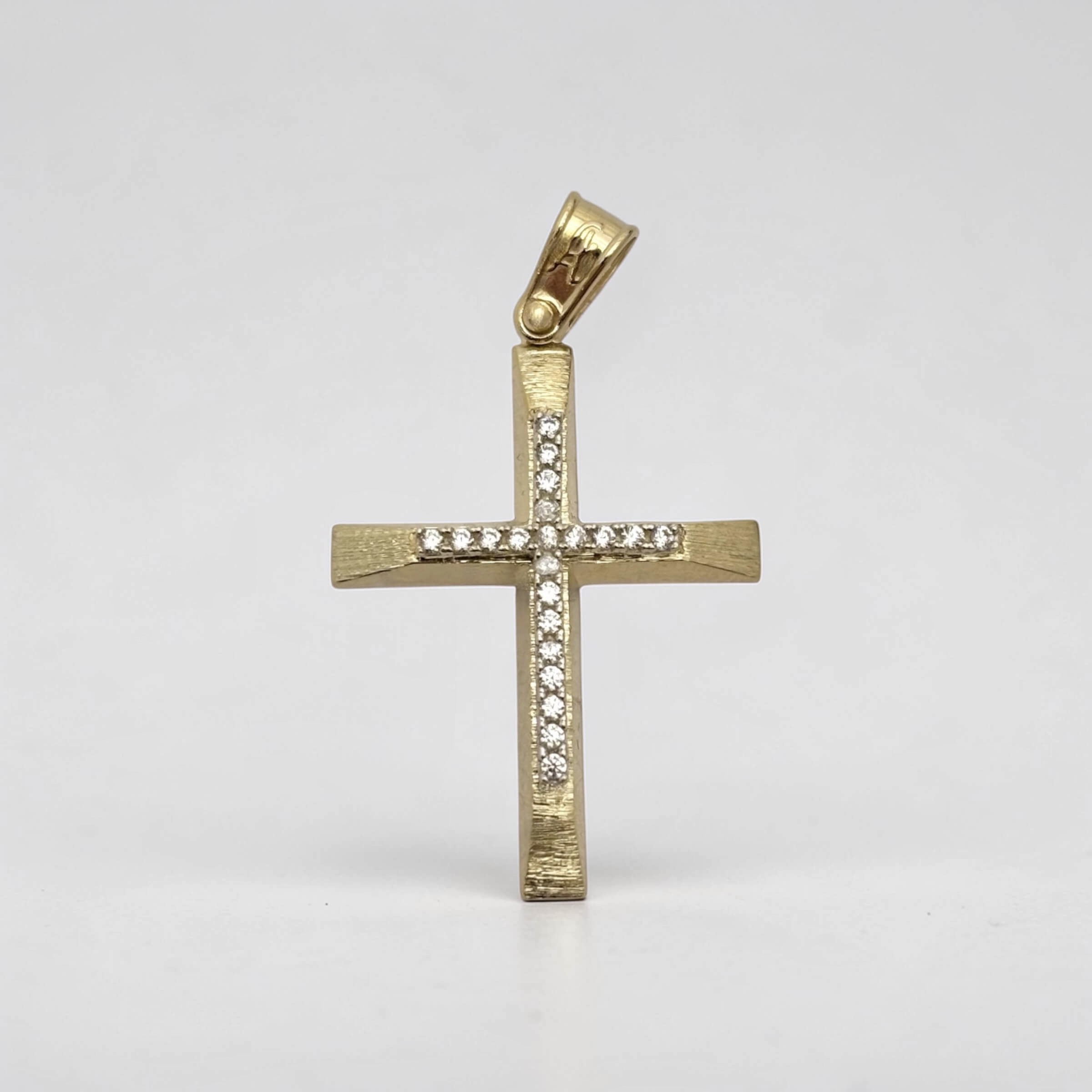 Χρυσός σταυρός βάπτισης για κορίτσι με πέτρες ζιργκόν , κ14