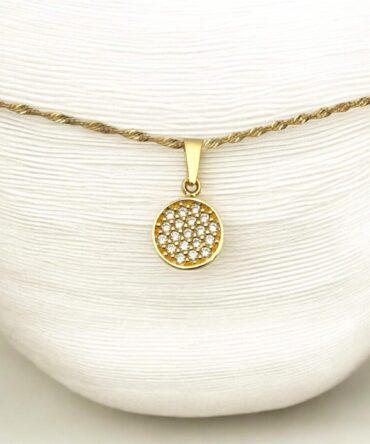 Χρυσό μενταγιόν σε στρογγυλό σχέδιο με πέτρα ζιργκόν ,κ14