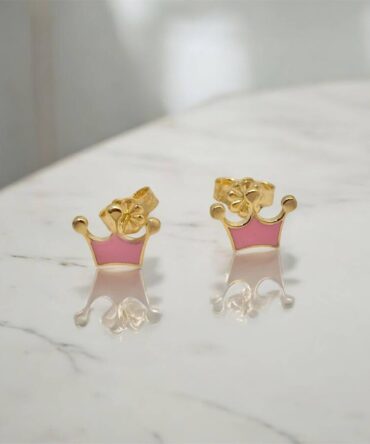 Χρυσά παιδικά σκουλαρίκια σε σχήμα κορώνα , κ9