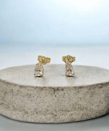 Χρυσά σκουλαρίκια πάνω στο αυτί σε σχήμα δάκρυ με πέτρες ζιργκόν , κ9