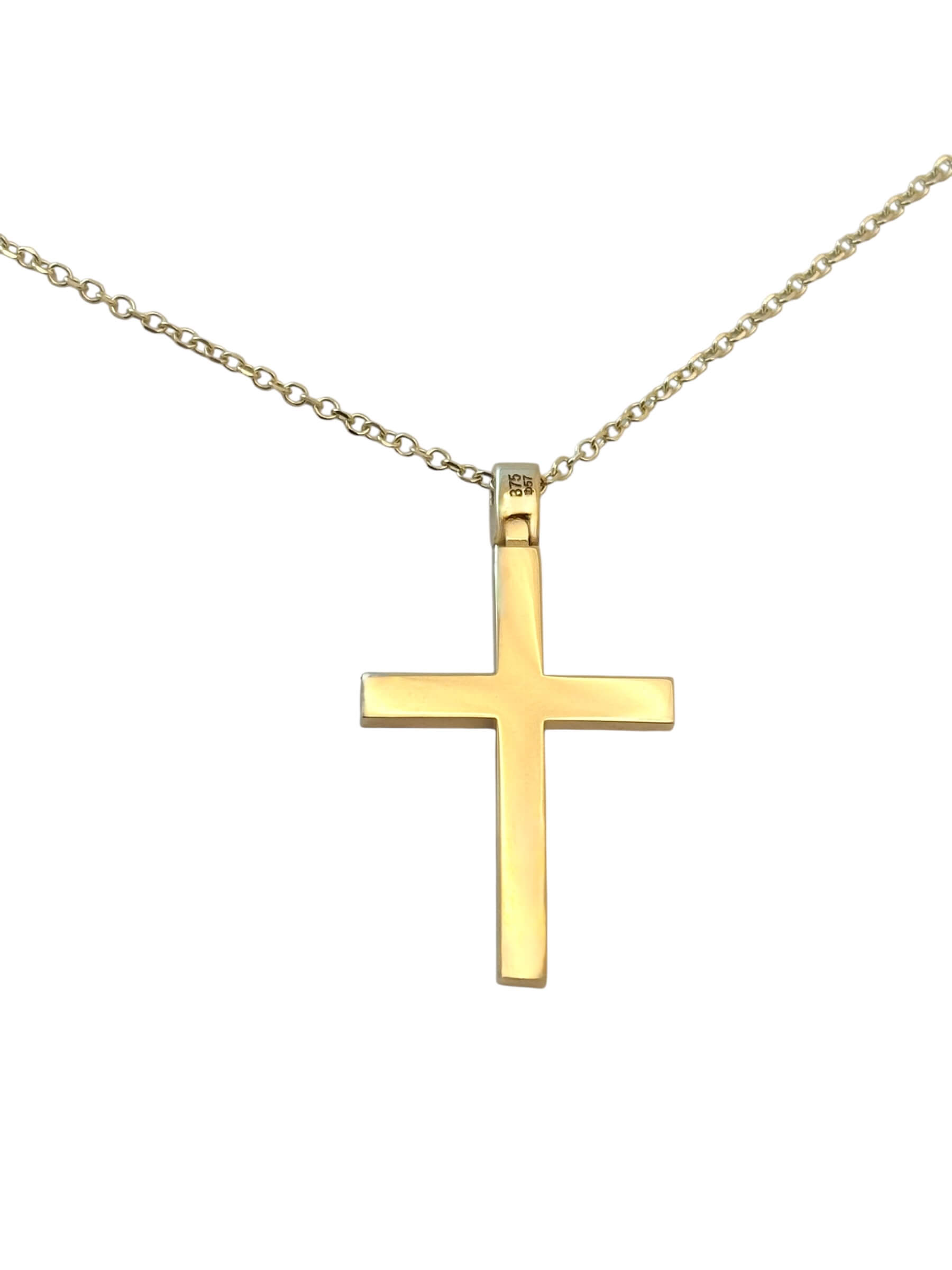 Χρυσός σταυρός βάπτισης με αλυσίδα για αγόρι με συνδυασμό ματ και λουστράτης επιφάνειας , κ9 - Image 2