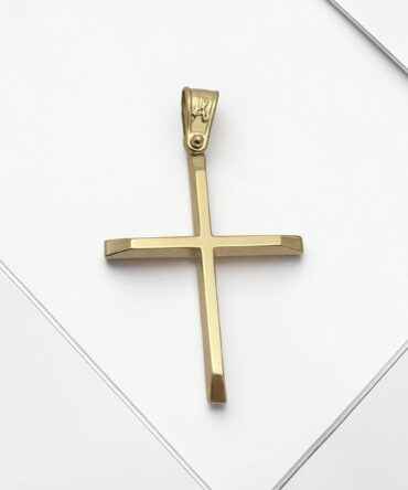 Χρυσός σταυρός βάπτισης για αγόρι με λουστράτη επιφάνεια , κ14