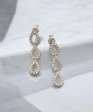 Λευκόχρυσα σκουλαρίκια κρεμαστά στο αυτί με πέτρες ζιργκόν , κ9