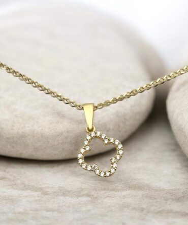 Χρυσό μενταγιόν σε σχήμα van cleef με πέτρες ζιργκόν ,κ9