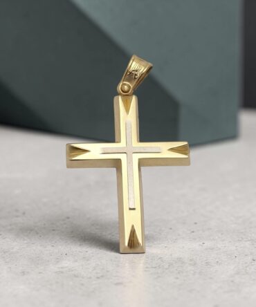 Δίχρωμος σταυρός βάπτισης για αγόρι με συνδυασμό ματ και λουστράτης επιφάνειας ,κ9