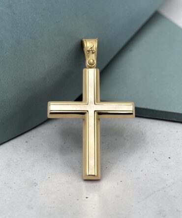 Δίχρωμος σταυρός βάπτισης για αγόρι με ματ επιφάνεια ,κ9