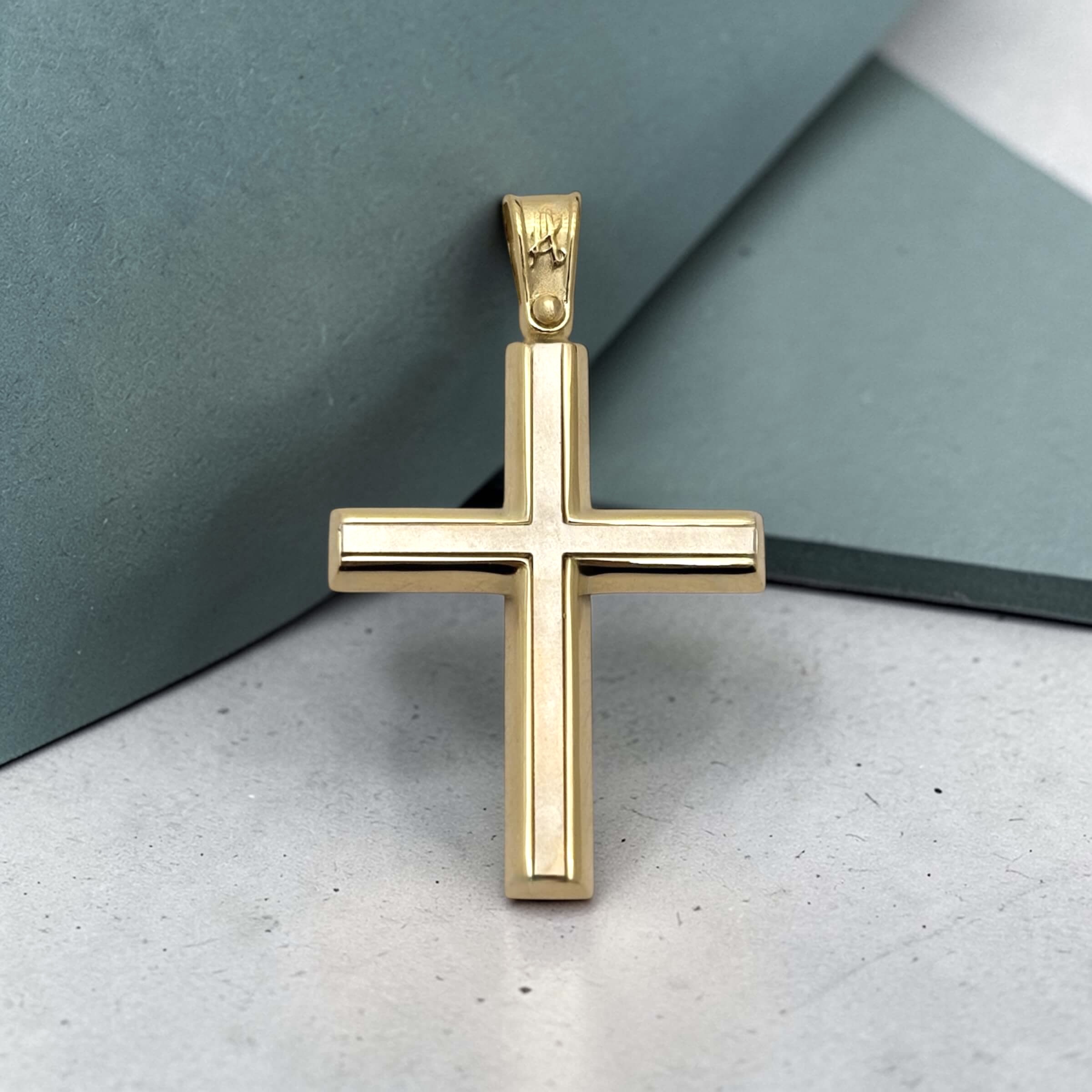 Δίχρωμος σταυρός βάπτισης για αγόρι με ματ επιφάνεια ,κ9