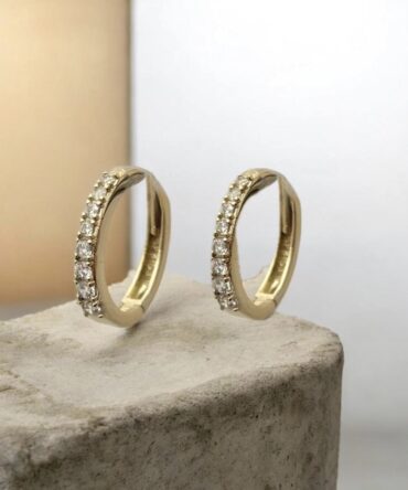 Χρυσά σκουλαρίκια κρικάκια με πέτρες ζιργκόν ,κ9