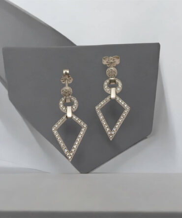 Λευκόχρυσα σκουλαρίκια κρεμαστά στο αυτί με πέτρες ζιργκόν , κ9