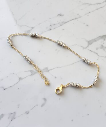 Χρυσό γυναικείο βραχιόλι με διαμανταριστές μπίλιες , κ14