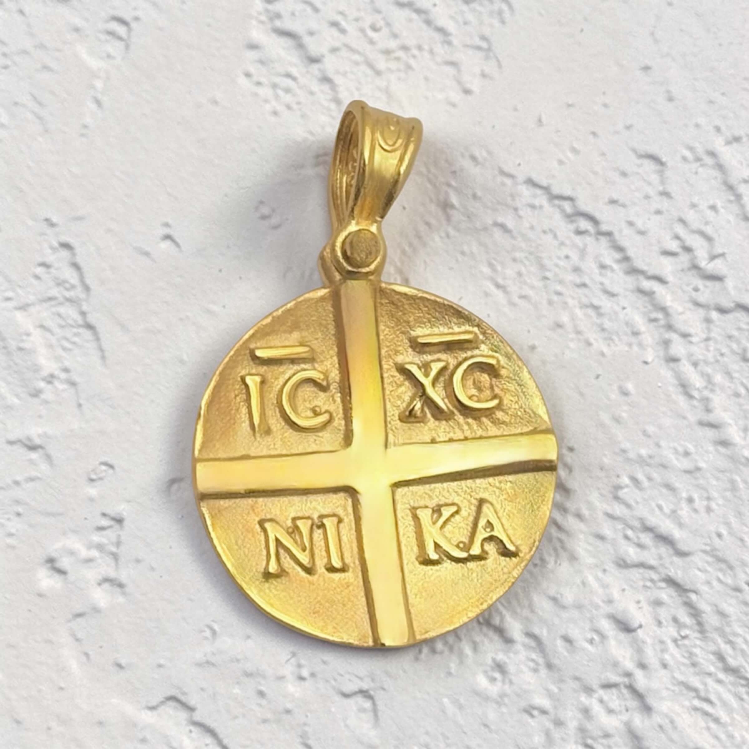 Χρυσό κωσταντινάτο διπλής όψης για νεογέννητο unisex , κ9