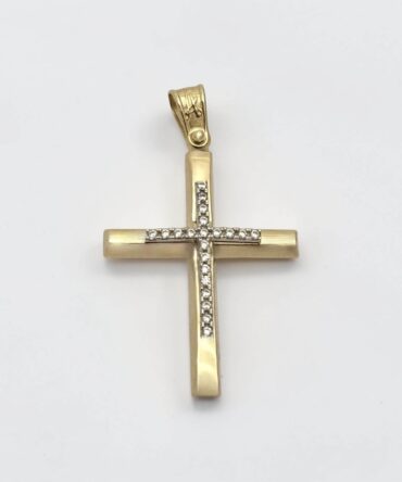 Χρυσός σταυρός βάπτισης για κορίτσι με πέτρες ζιργκόν , κ14
