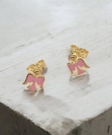 Χρυσά παιδικά σκουλαρίκια σε σχήμα αγγελάκι , κ9