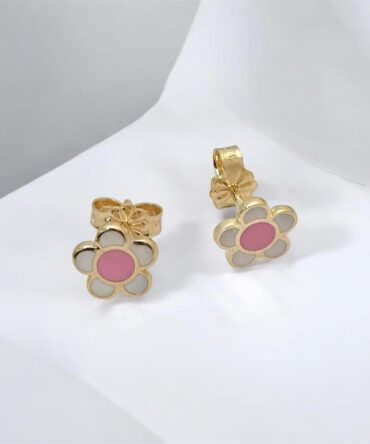 Χρυσά παιδικά σκουλαρίκια σε σχήμα λουλούδι , κ9