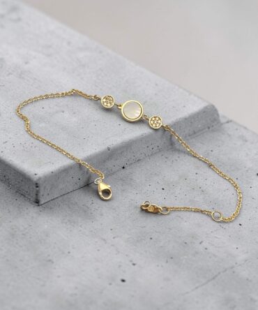 Χρυσό γυναικείο βραχιόλι με πέτρες ζιργκόν και φίλντισι , κ14