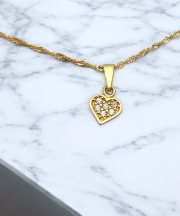Χρυσό μενταγιόν σε σχέδιο καρδιά με πέτρα ζιργκόν ,κ14