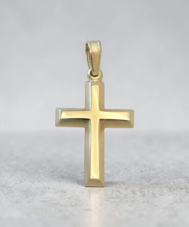Χρυσός σταυρός βάπτισης για αγόρι με λουστράτη επιφάνεια ,κ9