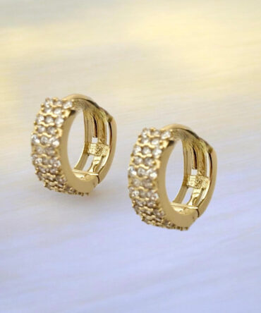 Χρυσά σκουλαρίκια κρικάκια με πέτρες ζιργκόν ,κ9