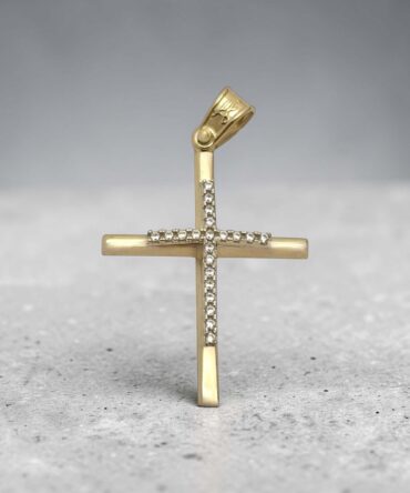 Χρυσός σταυρός βάπτισης για κορίτσι με πέτρες ζιργκόν , κ14