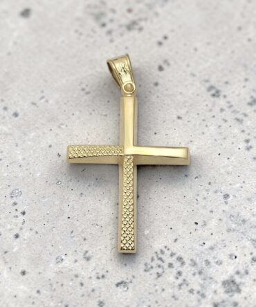 Χρυσός σταυρός βάπτισης για αγόρι με λουστράτη και σφηρύλατη επιφάνεια , κ14
