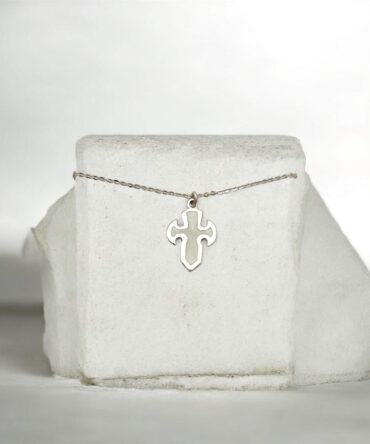 Λευκόχρυσο μενταγιόν-σταυρός  με σμάλτο εσωτερικά , κ14