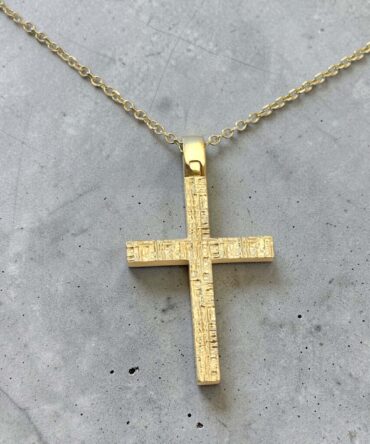 Χρυσός σταυρός βάπτισης με αλυσίδα για αγόρι σκαλιστός  , κ9