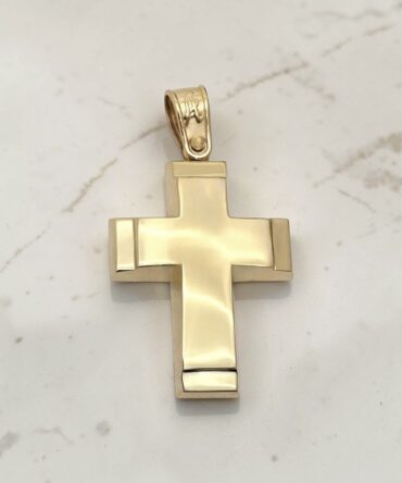 Χρυσός σταυρός βάπτισης για αγόρι με λουστράτη επιφάνεια , κ9