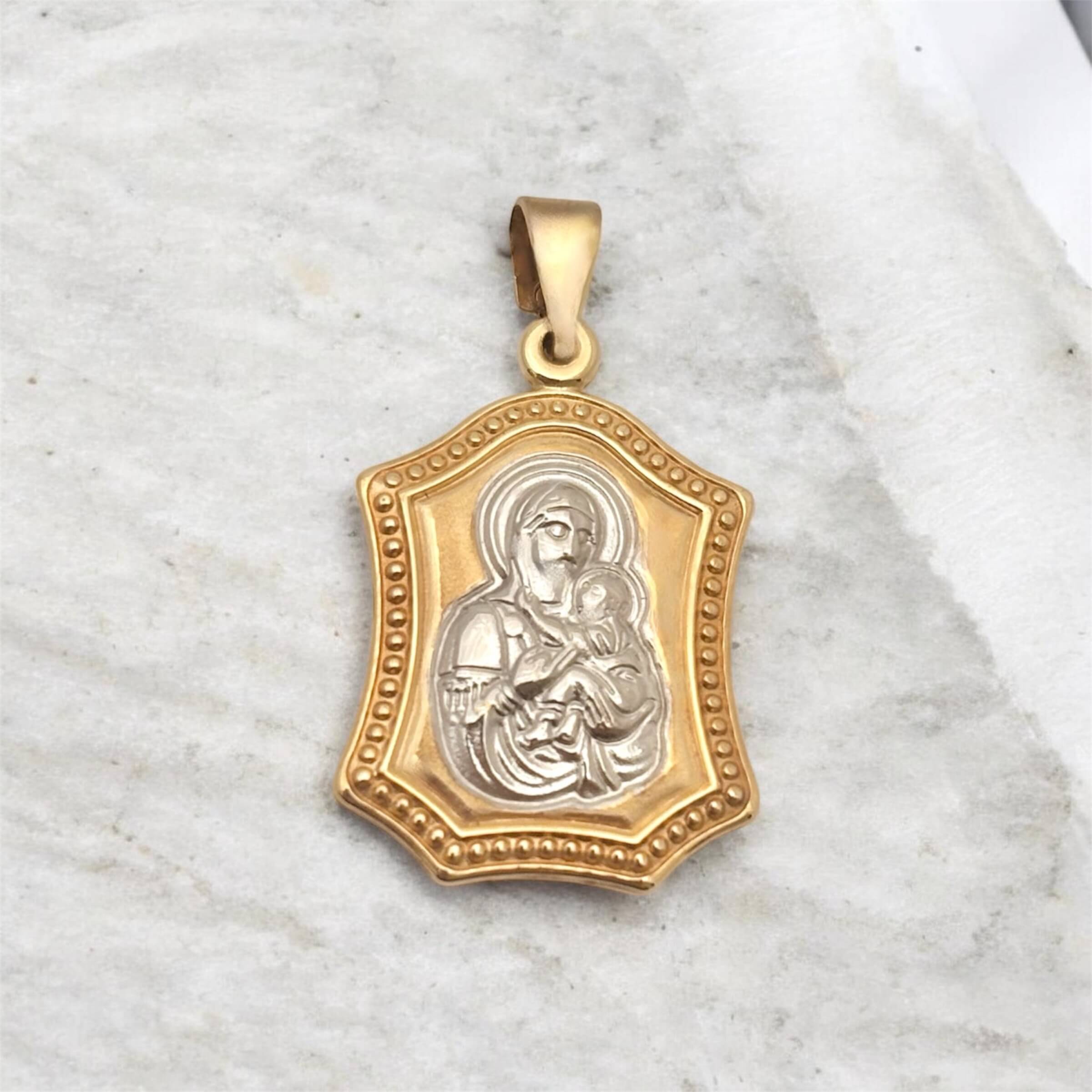 Δίχρωμη παναγίτσα για νεογέννητο διπλής όψης με πίσω πλευρά κωσταντινάτο , κ9