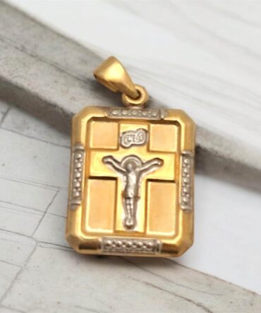 Χρυσός Χριστούλης για νεογέννητο διπλής όψης με πίσω πλευρά κωσταντινάτο , κ9