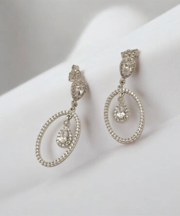 Λευκόχρυσα σκουλαρίκια κρεμαστά στο αυτί με πέτρες ζιργκόν , κ9