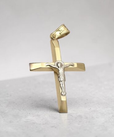 Δίχρωμος σταυρός βάπτισης για αγόρι με τον εσταυρωμένο ,κ9