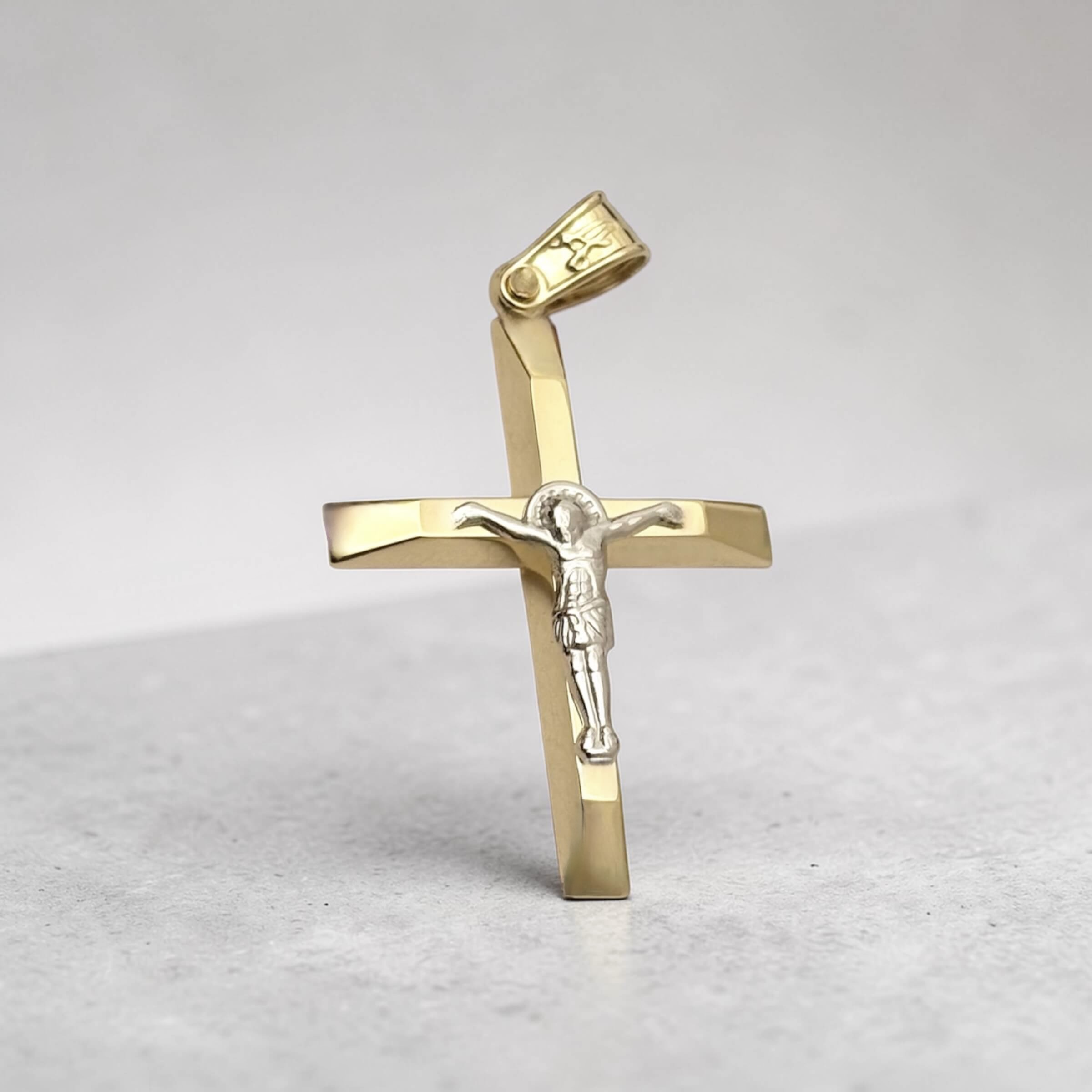 Δίχρωμος σταυρός βάπτισης για αγόρι με τον εσταυρωμένο ,κ9