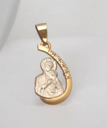 Δίχρωμη παναγίτσα για νεογέννητο κοριτσάκι με πέτρες ζιργκόν , κ14