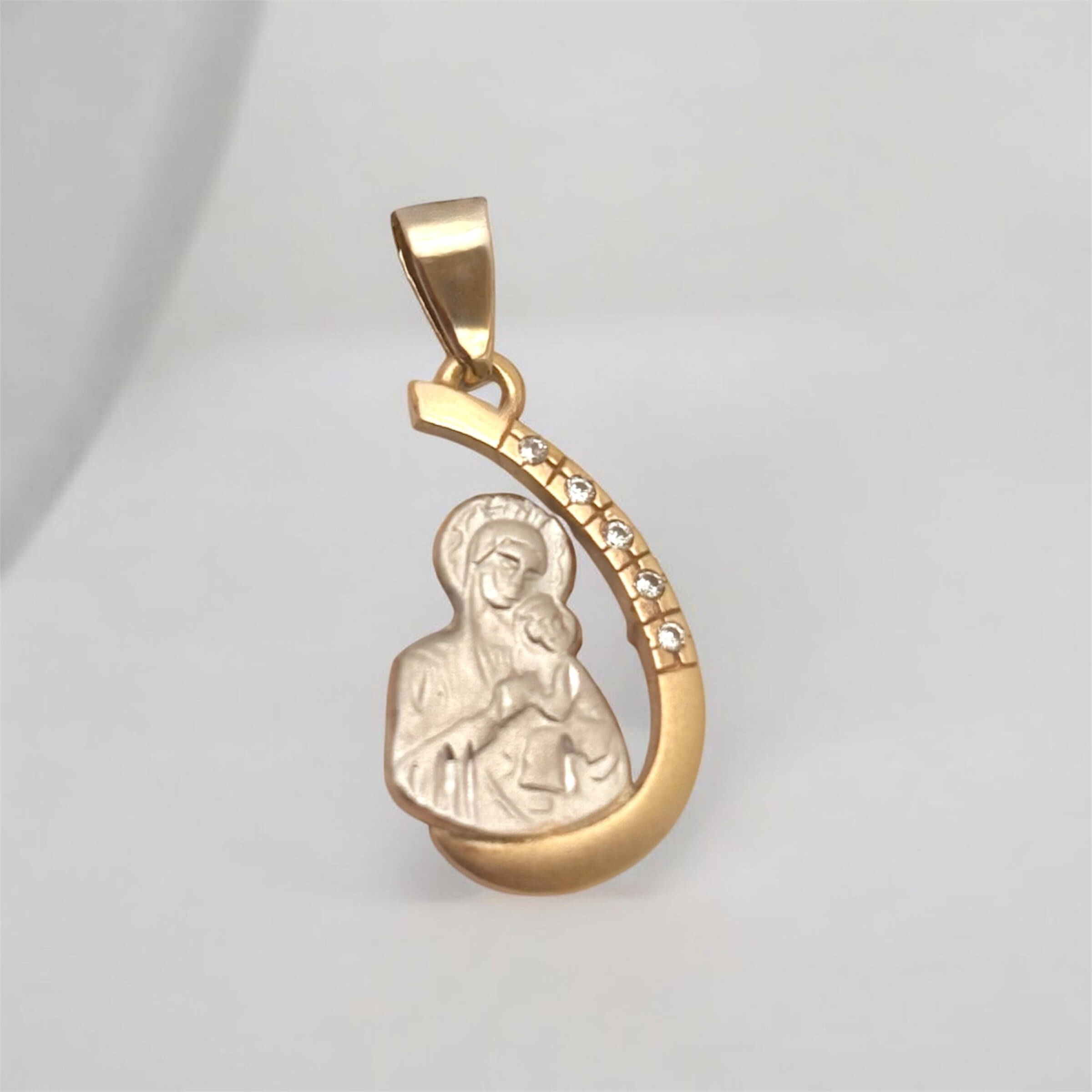 Δίχρωμη παναγίτσα για νεογέννητο κοριτσάκι με πέτρες ζιργκόν , κ14