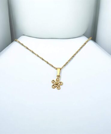 Χρυσό μενταγιόν σε σχήμα λουλουδιού με πέτρες ζιργκόν ,κ9