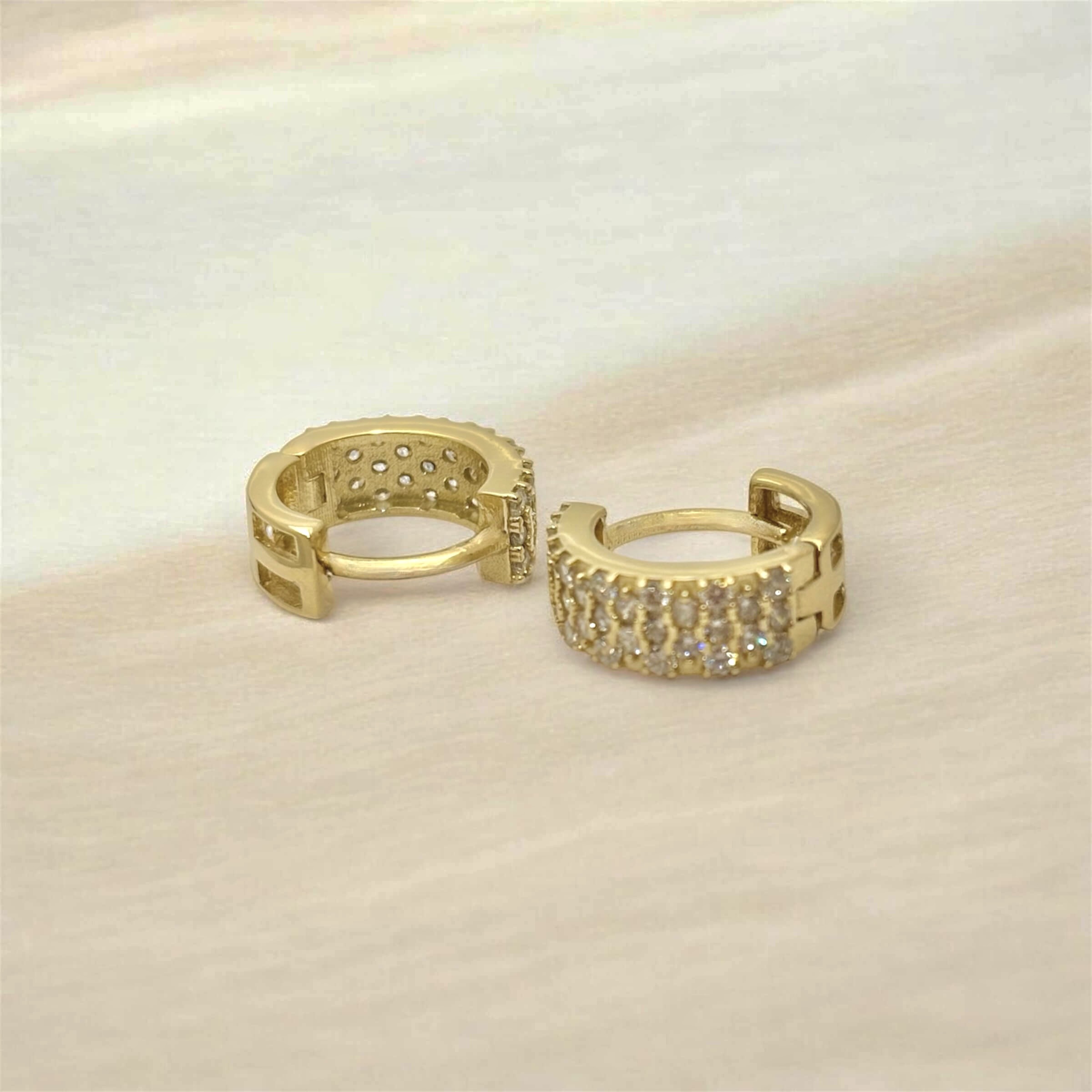 Χρυσά σκουλαρίκια κρικάκια με πέτρες ζιργκόν ,κ9 - Image 2