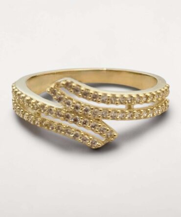 Χρυσό δαχτυλίδι γυναικείο με πέτρες ζιργκόν , κ9