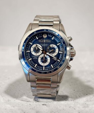 Ανδρικό ρολόι Roamer με ασημί ατσάλινο μπρασελέ και μπλε καντράν