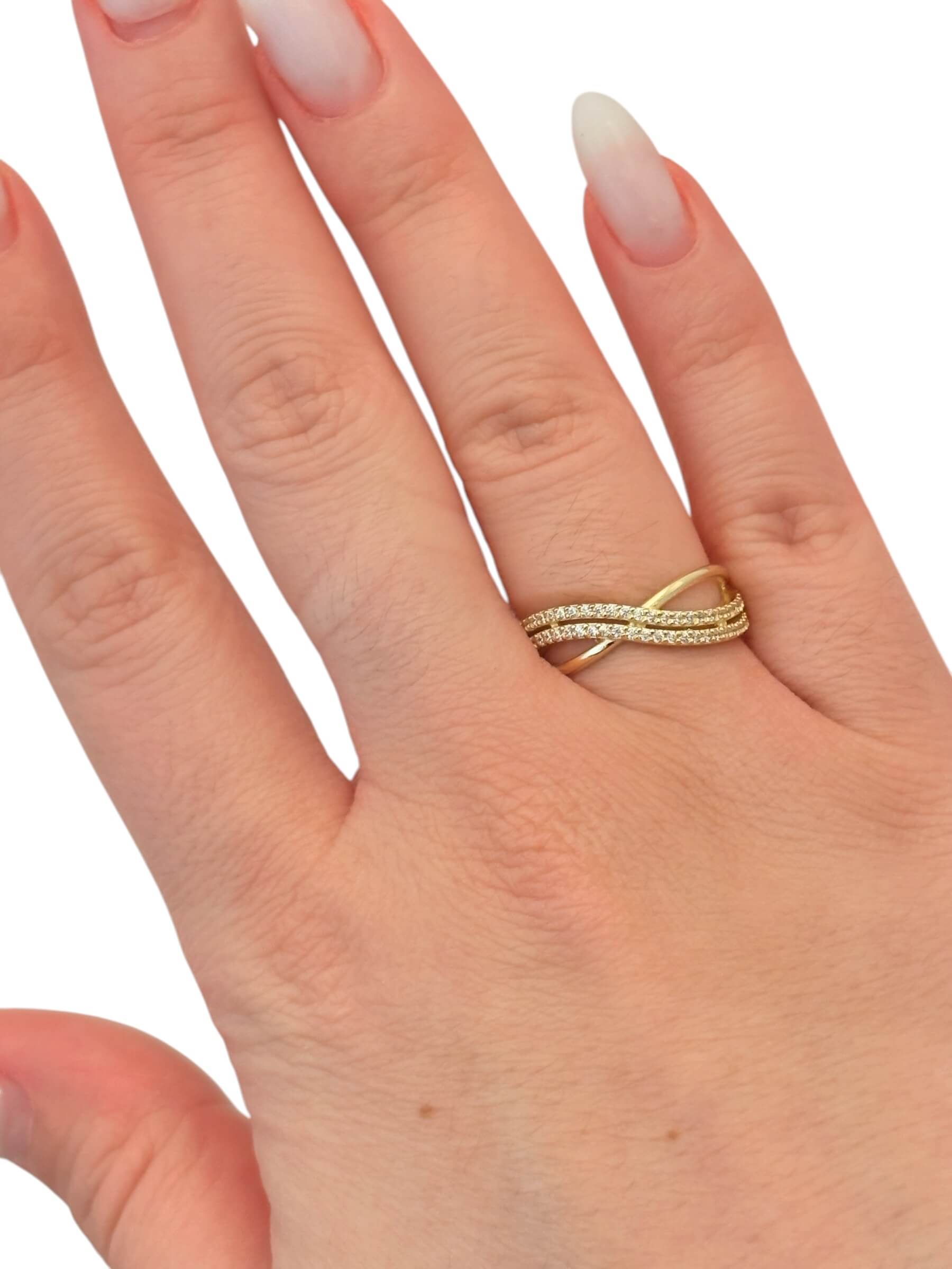 Χρυσό δαχτυλίδι γυναικείο με πέτρες ζιργκόν , κ9 - Image 2