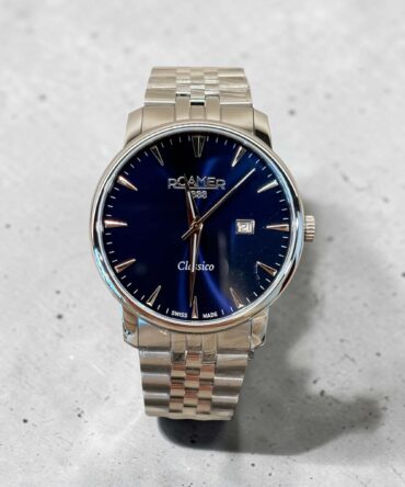 Ανδρικό ρολόι Roamer με ασημί ατσάλινο μπρασελέ και μπλε καντράν